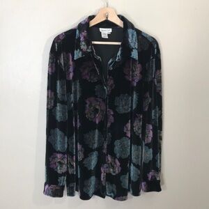 EUC Coldwater Creek Lotus Velvet Button-Up Shirt